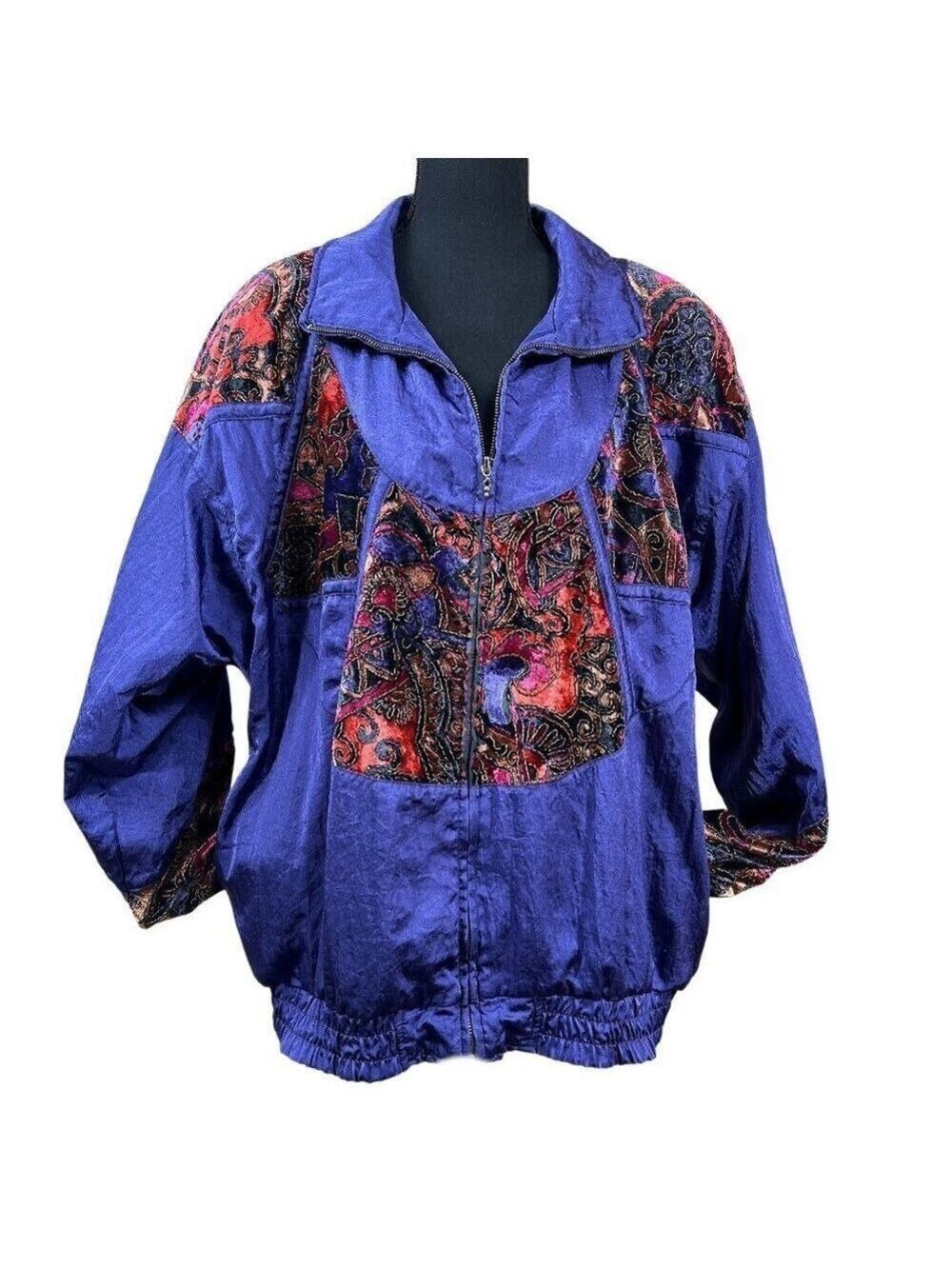 Lavon Vintage 80's Purple Nylon Full Zip Windbreaker Track Jacket Size L